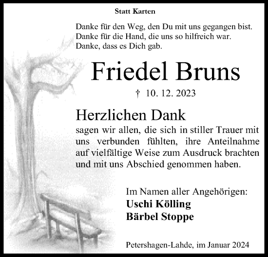 Anzeige von Friedel Bruns von 4401