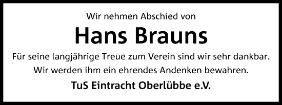 Anzeige von Hans Brauns von 4401