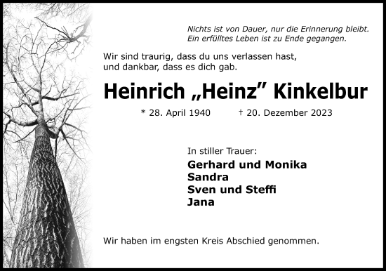 Anzeige von Heinrich Kinkelbur von 4401