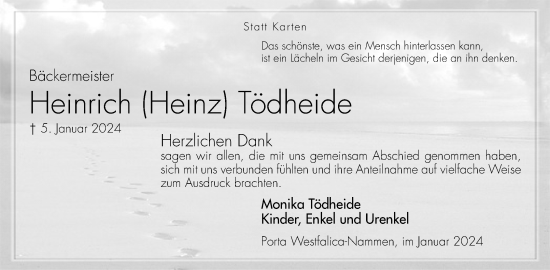 Anzeige von Heinrich Tödheide von 4401