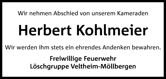 Anzeige von Herbert Kohlmeier von 4401