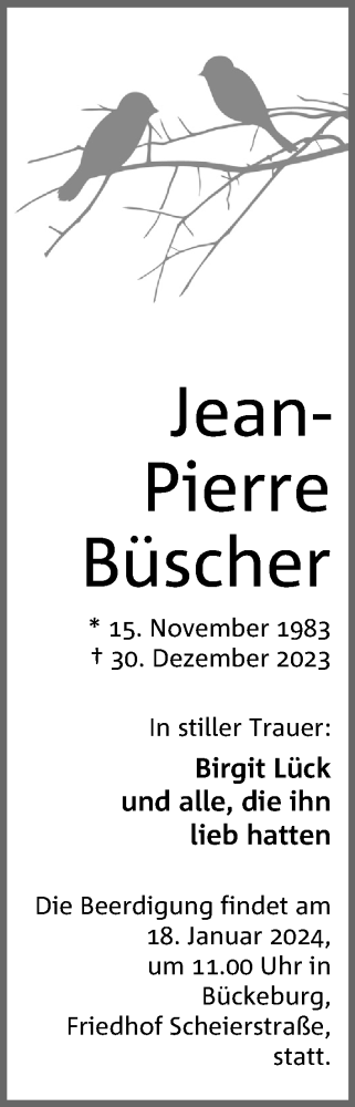 Anzeige von Jean-Pierre Büscher von 4401