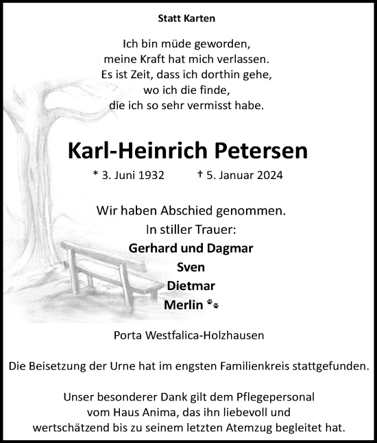 Anzeige von Karl-Heinrich Petersen von 4401