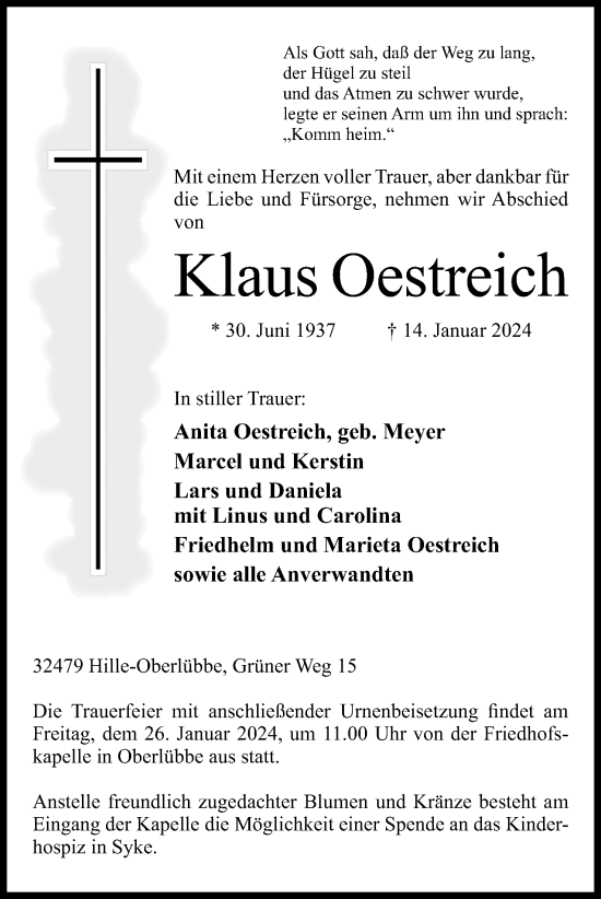 Anzeige von Klaus Oestreich von 4401