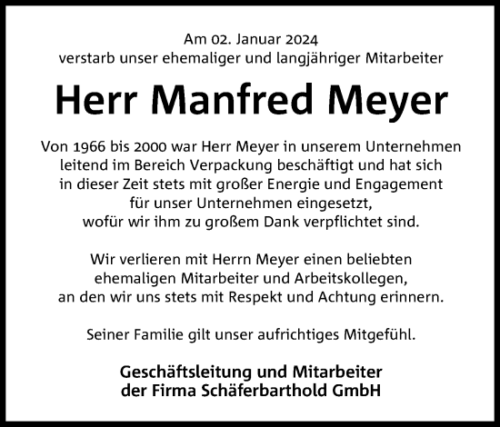 Anzeige von Manfred Meyer von 4401