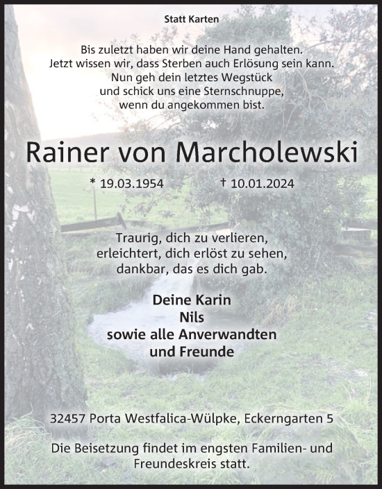 Anzeige von Rainer von Marcholewski von 4401