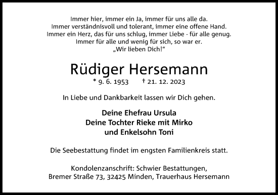 Anzeige von Rüdiger Hersemann von 4401