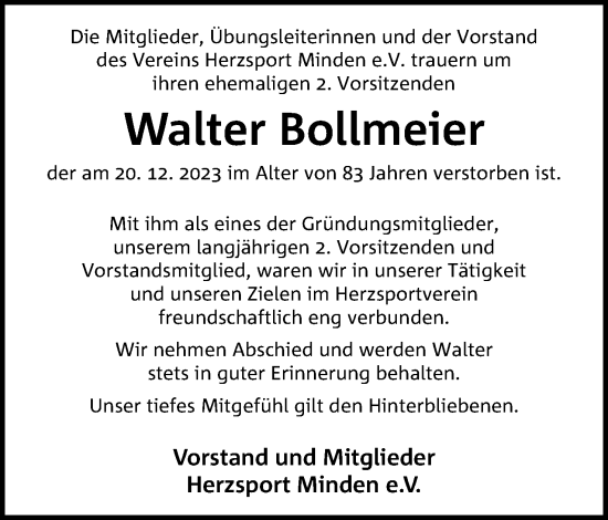 Anzeige von Walter Bollmeier von 4401