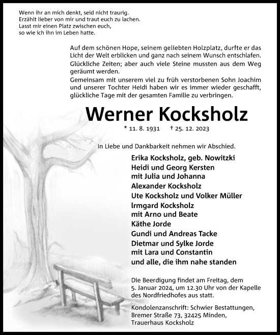 Anzeige von Werner Kocksholz von 4401