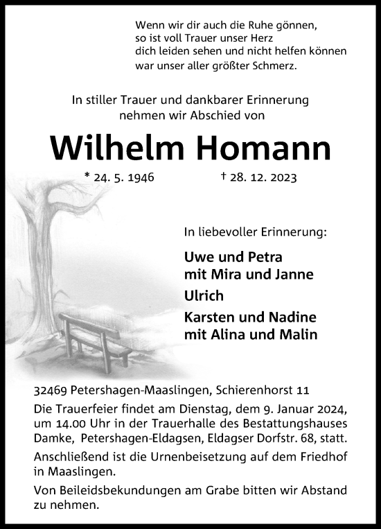 Anzeige von Wilhelm Homann von 4401