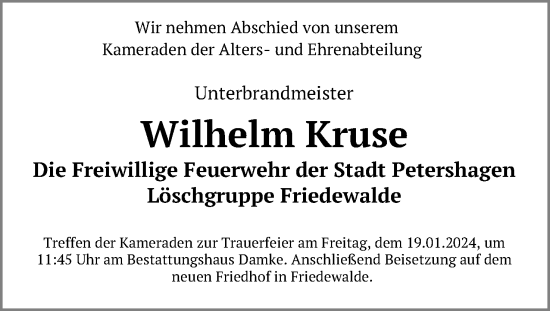 Anzeige von Wilhelm Kruse von 4401