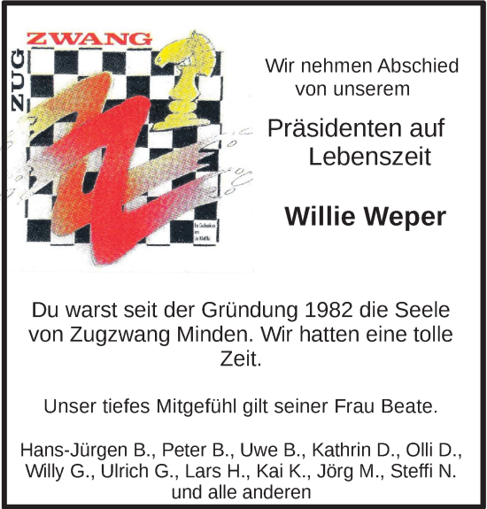 Anzeige von Willie Weper von 4401