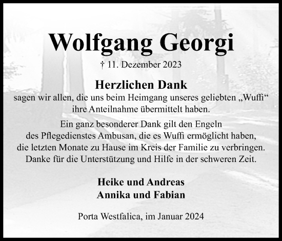 Anzeige von Wolfgang Georgi von 4401