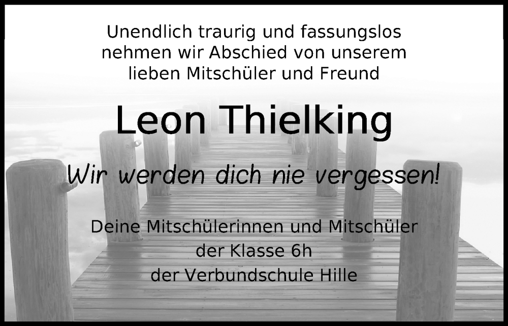  Traueranzeige für Leon Thielking vom 05.10.2024 aus 4401