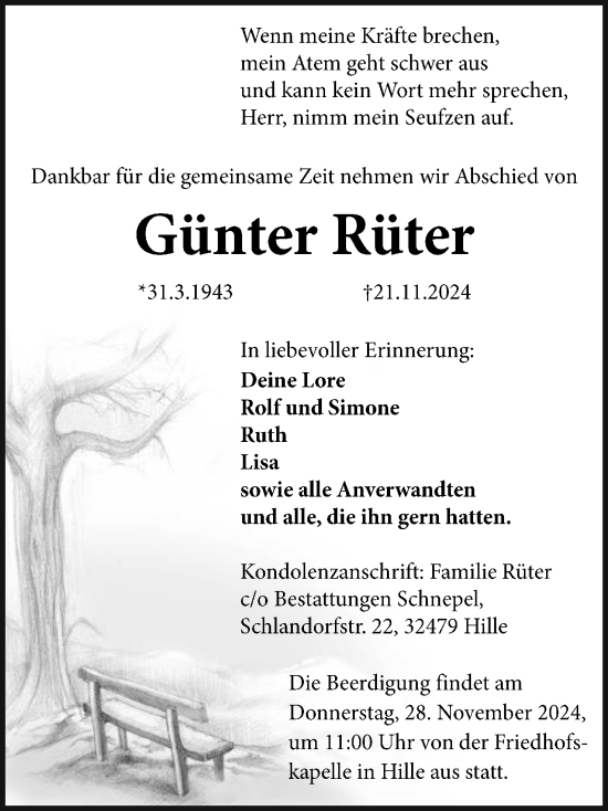 Anzeige von Günter Rüter von 4401