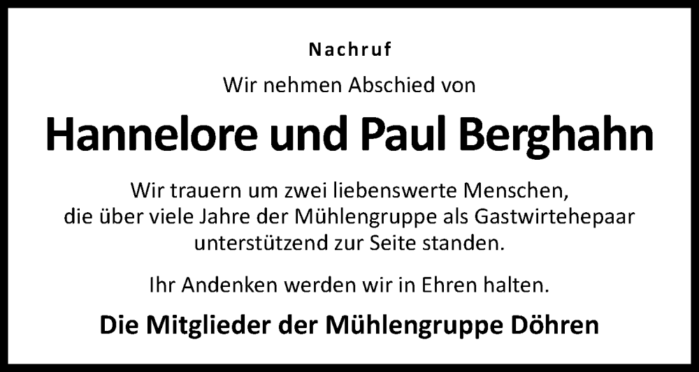  Traueranzeige für Hannelore Berghahn vom 09.11.2024 aus 4401