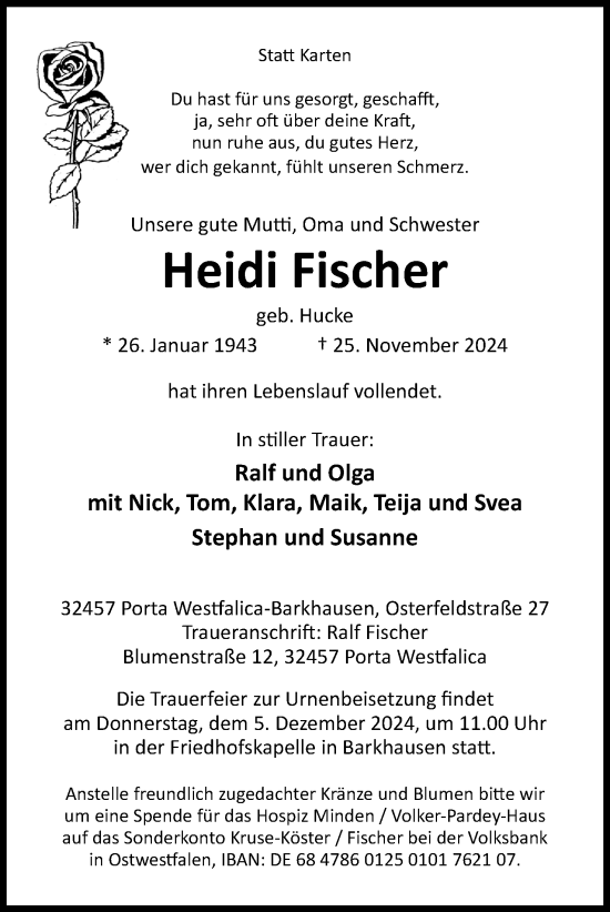 Anzeige von Heidi Fischer von 4401