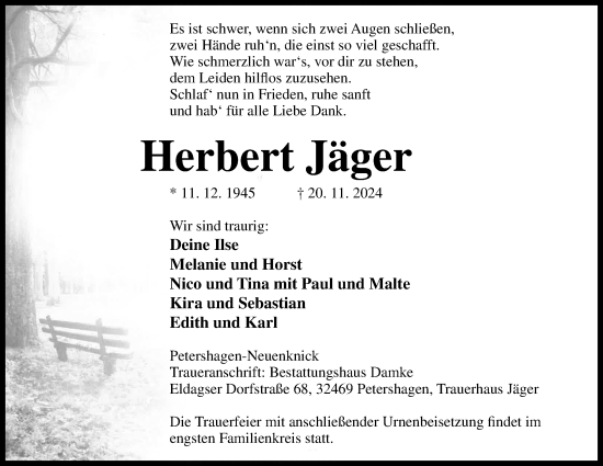 Anzeige von Herbert Jäger von 4401