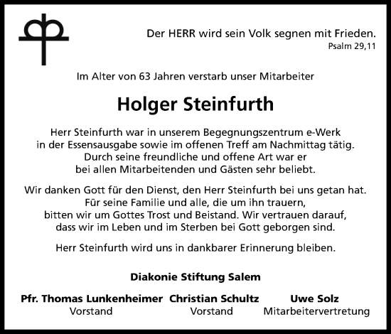 Anzeige von Holger Steinfurth von 4401