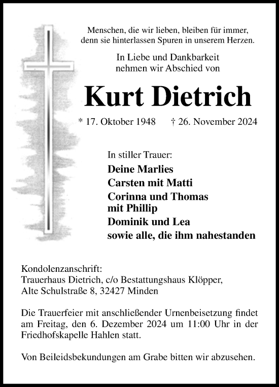 Anzeige von Kurt Dietrich von 4401