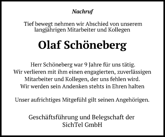 Anzeige von Olaf Schöneberg von 4401