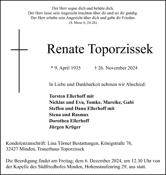 Anzeige von Renate Toporzissek von 4401