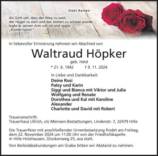 Anzeige von Waltraud Höpker von 4401