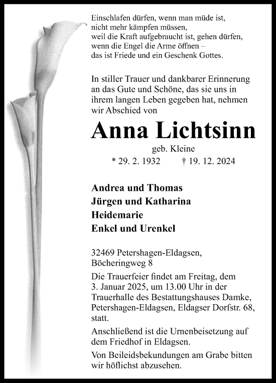 Anzeige von Anna Lichtsinn von 4401