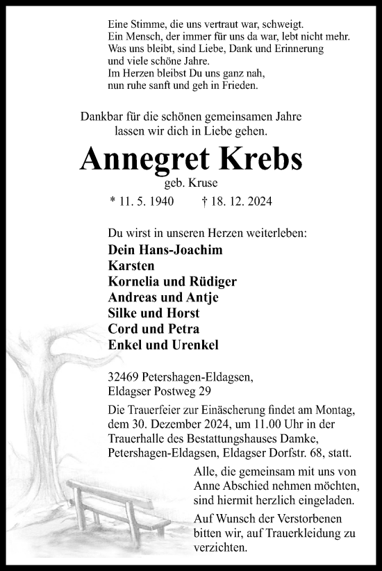 Anzeige von Annegret Krebs von 4401