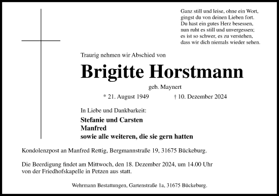 Anzeige von Brigitte Horstmann von 4401