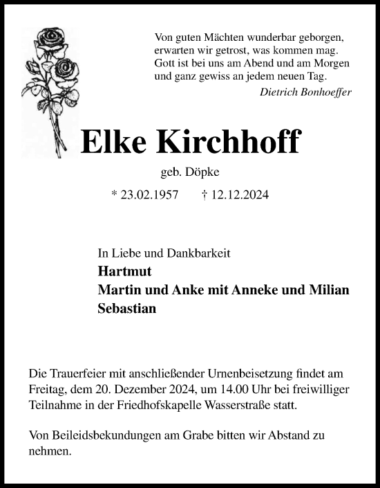 Anzeige von Elke Kirchhoff von 4401