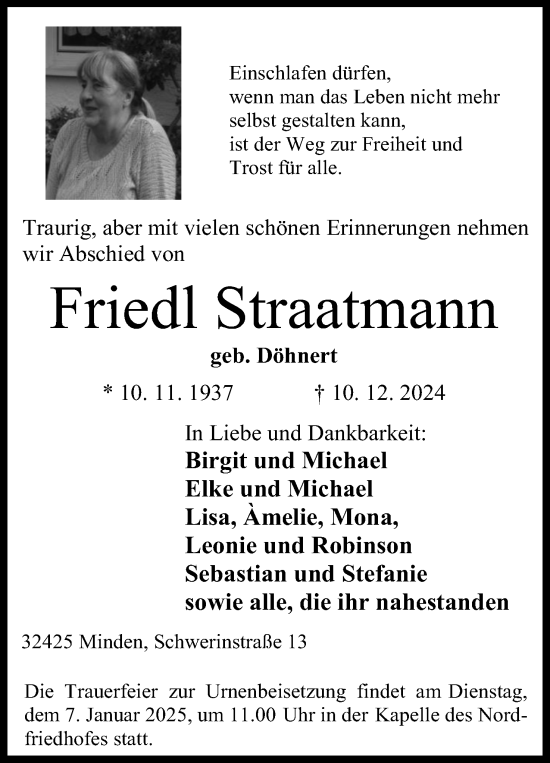 Anzeige von Friedl Straatmann von 4401