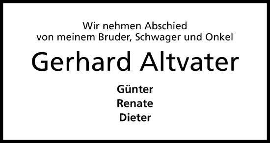 Anzeige von Gerhard Altvater von 4401