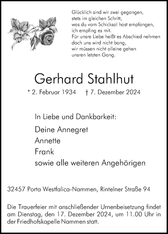 Anzeige von Gerhard Stahlhut von 4401