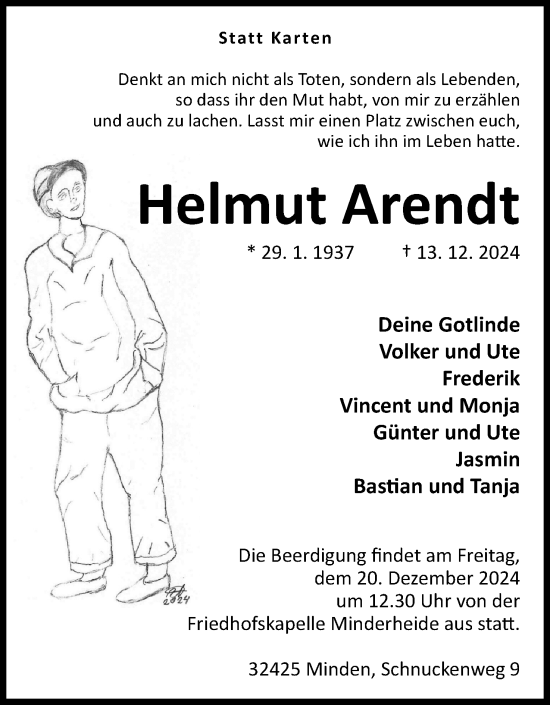 Anzeige von Helmut Arendt von 4401