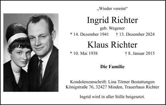 Anzeige von Ingrid Richter von 4401