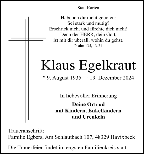 Anzeige von Klaus Egelkraut von 4401