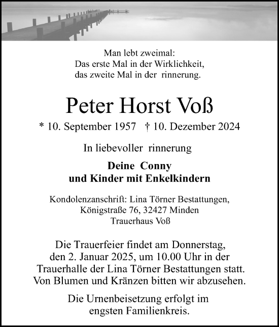 Anzeige von Peter Horst Voß von 4401