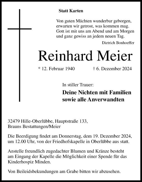 Anzeige von Reinhard Meier von 4401