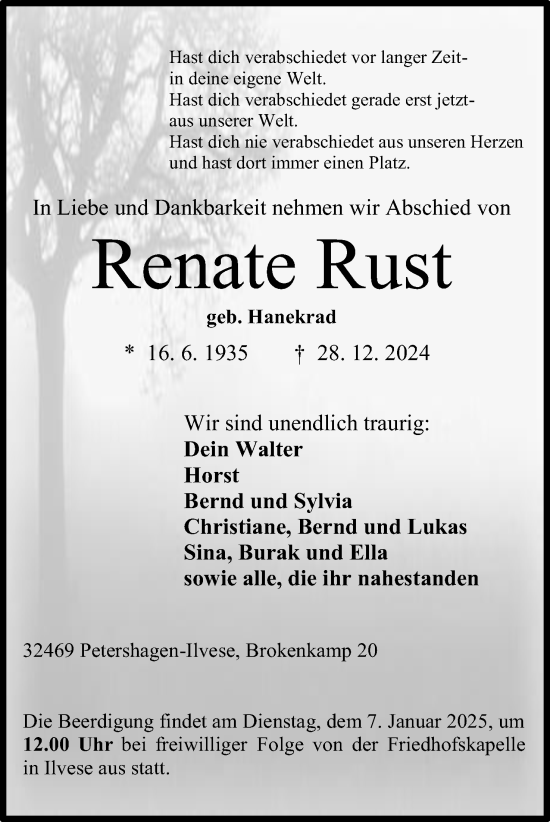 Anzeige von Renate Rust von 4401