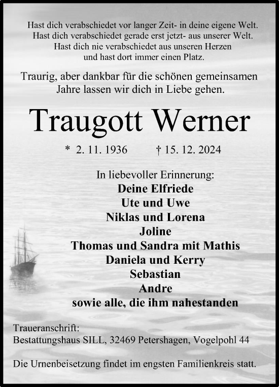 Anzeige von Traugott Werner von 4401