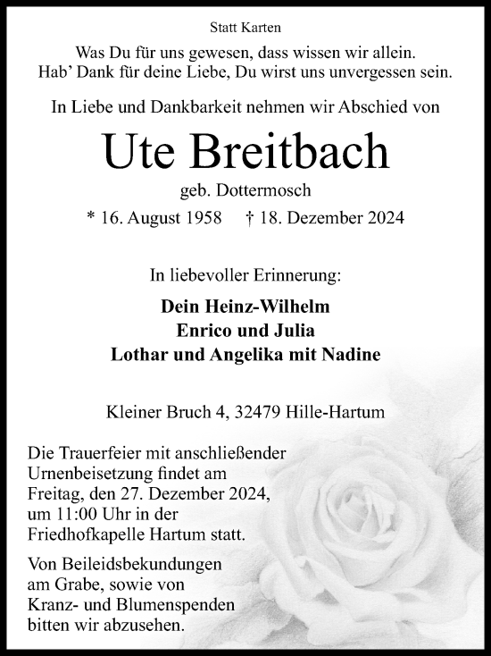 Anzeige von Ute Breitbach von 4401