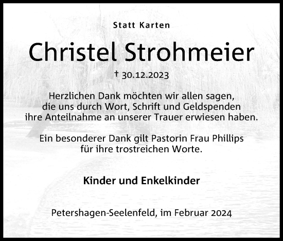 Anzeige von Christel Strohmeier von 4401