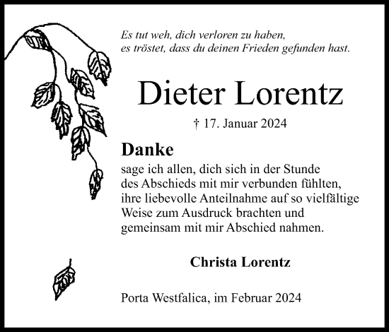 Anzeige von Dieter Lorentz von 4401