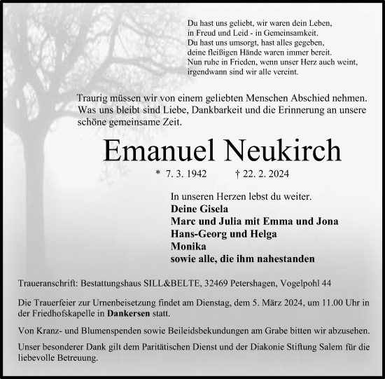 Anzeige von Emanuel Neukirch von 4401