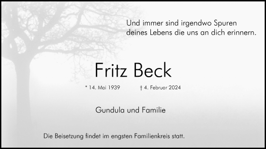 Anzeige von Fritz Beck von 4401