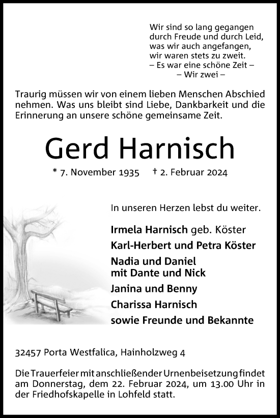 Anzeige von Gerd Harnisch von 4401
