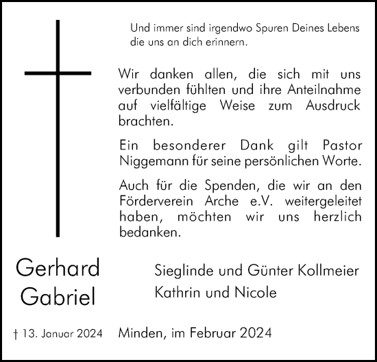Anzeige von Gerhard Gabriel von 4401