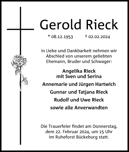 Anzeige von Gerold Rieck von 4401