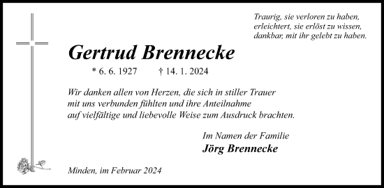 Anzeige von Gertrud Brennecke von 4401